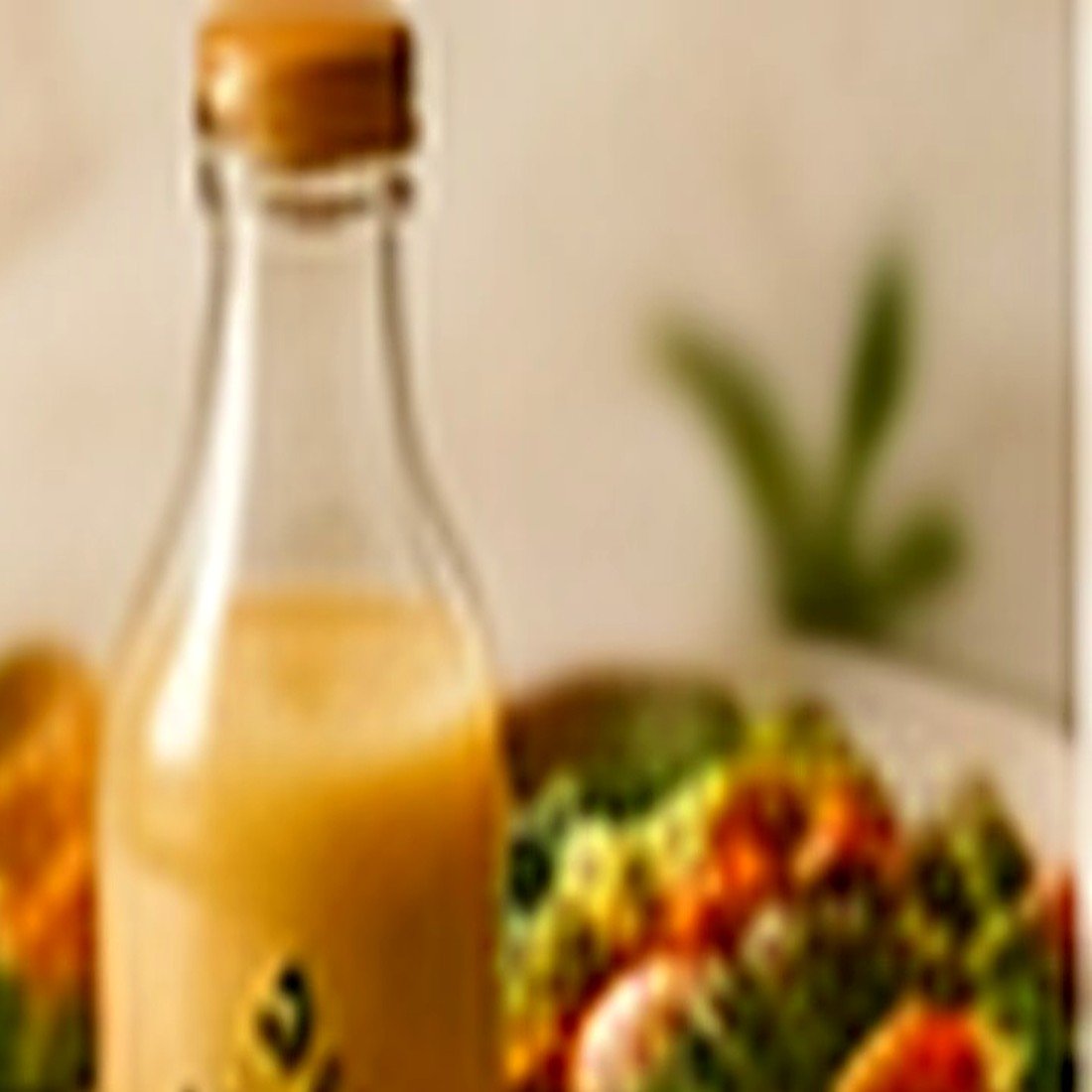 Tres botellas de aderezo artesanal Pakefir junto a una ensalada fresca en cuenco de cerámica