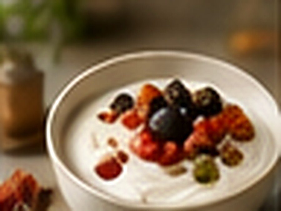 Bowl de yogurt griego artesanal Pakefir con frutos rojos y granola casera
